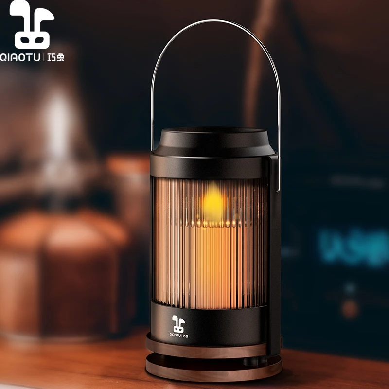 Qiaotu 1 pc Original Candle Lantern kit Black Wooden Candle Holder for Outdoor Camping Home Fireplace TableDecor（without candle）