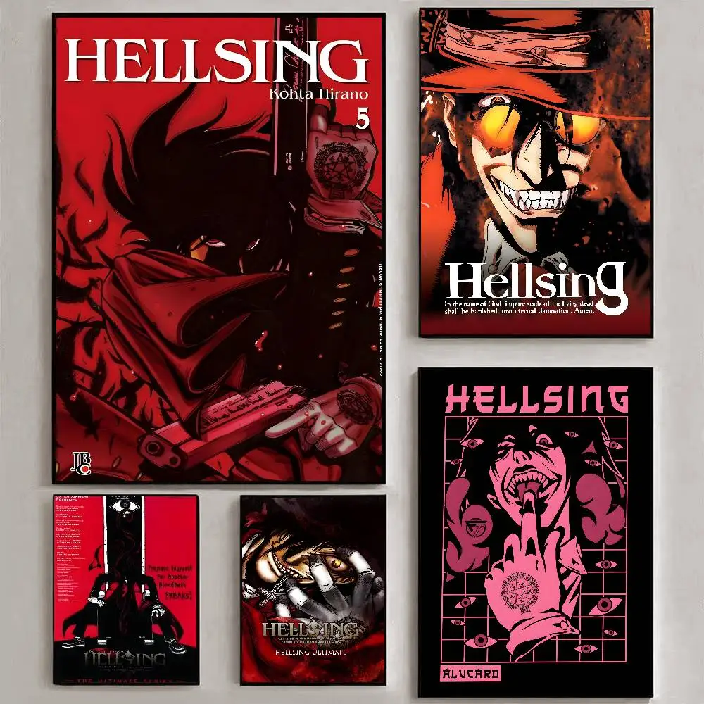 Horror Anime Hellsing Ultimate Poster Art HD Canvas Advanced Aesthetic Printing Paper Wall Art for Living Room Home Decor