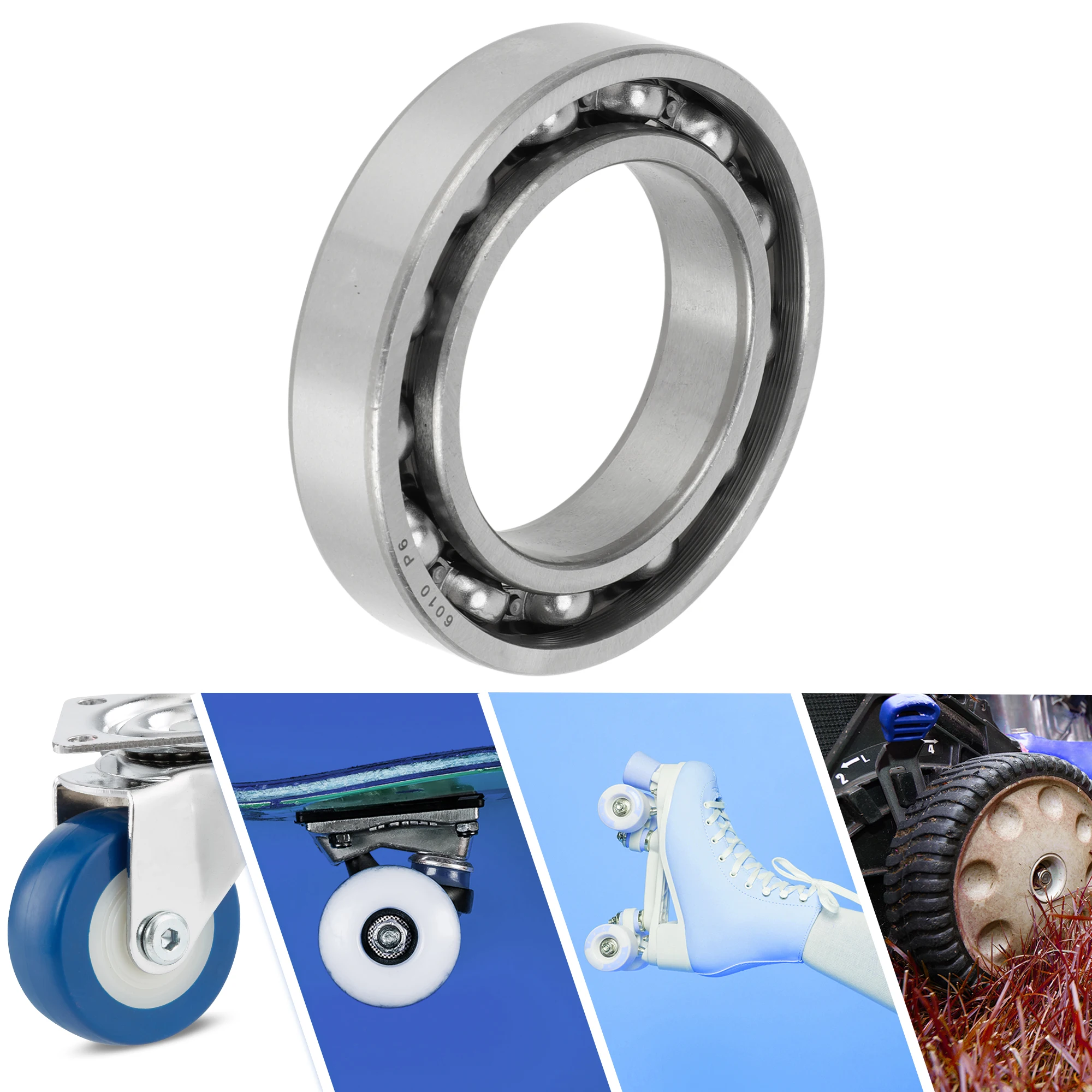 Motoforti 6010 Deep Groove Ball Bearings P6 50x80x16mm Lubricated Bearings Open Type Silver Tone Scooter Skateboard Wheel