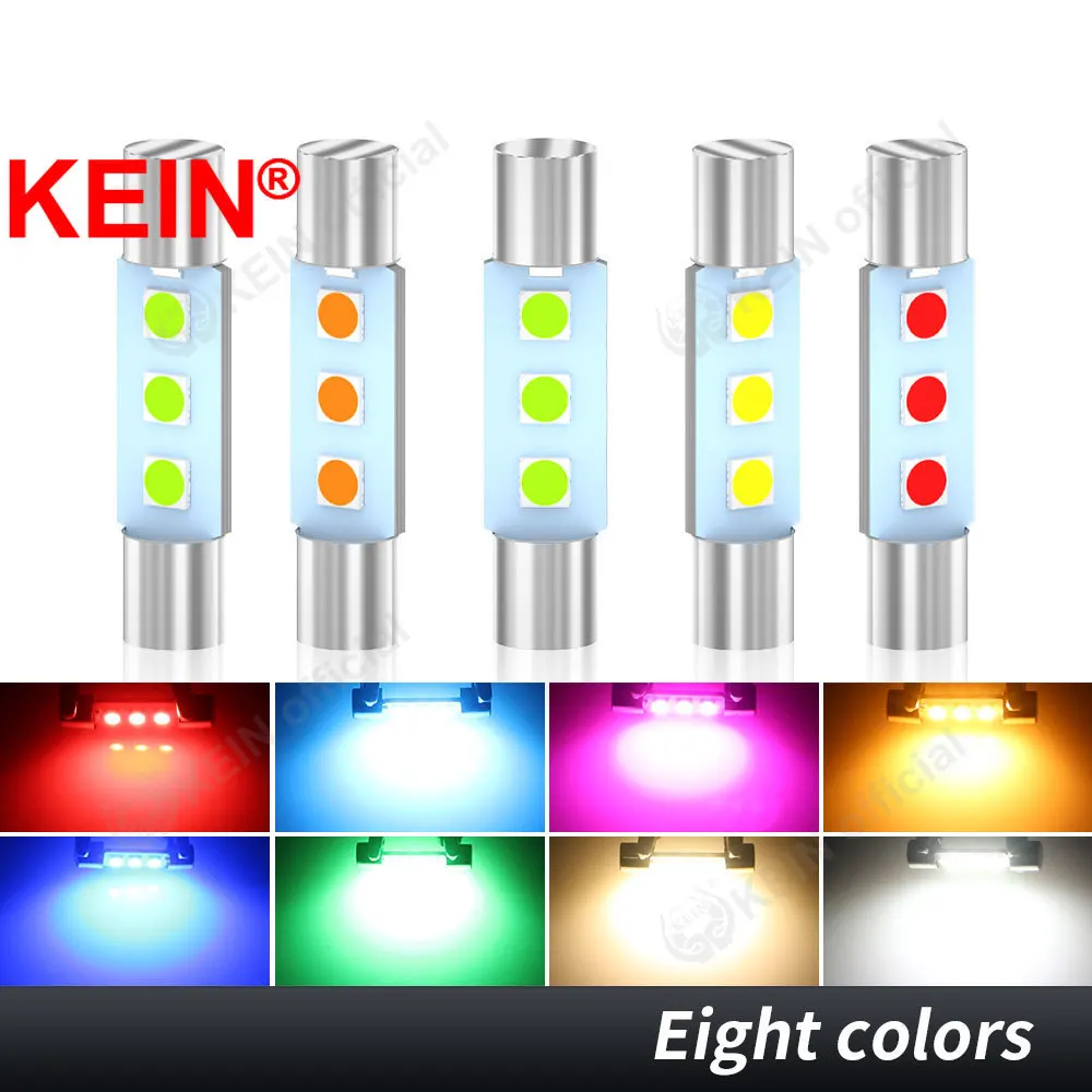 KEIN 10PCS T6 28mm Led Bulb 28 mm C5W Festoon Car Dome Light Interior Makeup Lamp 12V Warm White