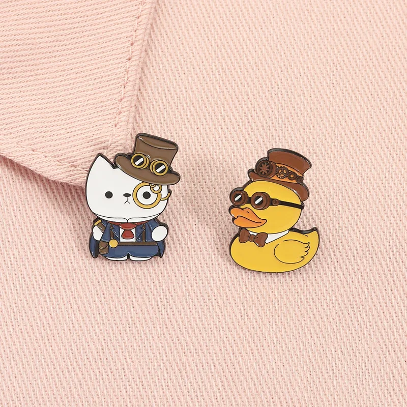 British Retro Top Hat Duck Cat Badges Spilla Brooches Pins Clothing Backpack Personalized Diy Trendy Decorative Accessories