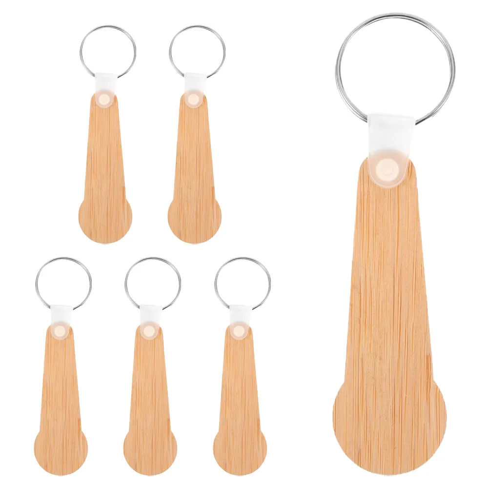 

6pcs Shopping Trolley Token Bamboo Keychain Durable Lightweight Portable Coin Holder Cart Token Multifunctional Replacement