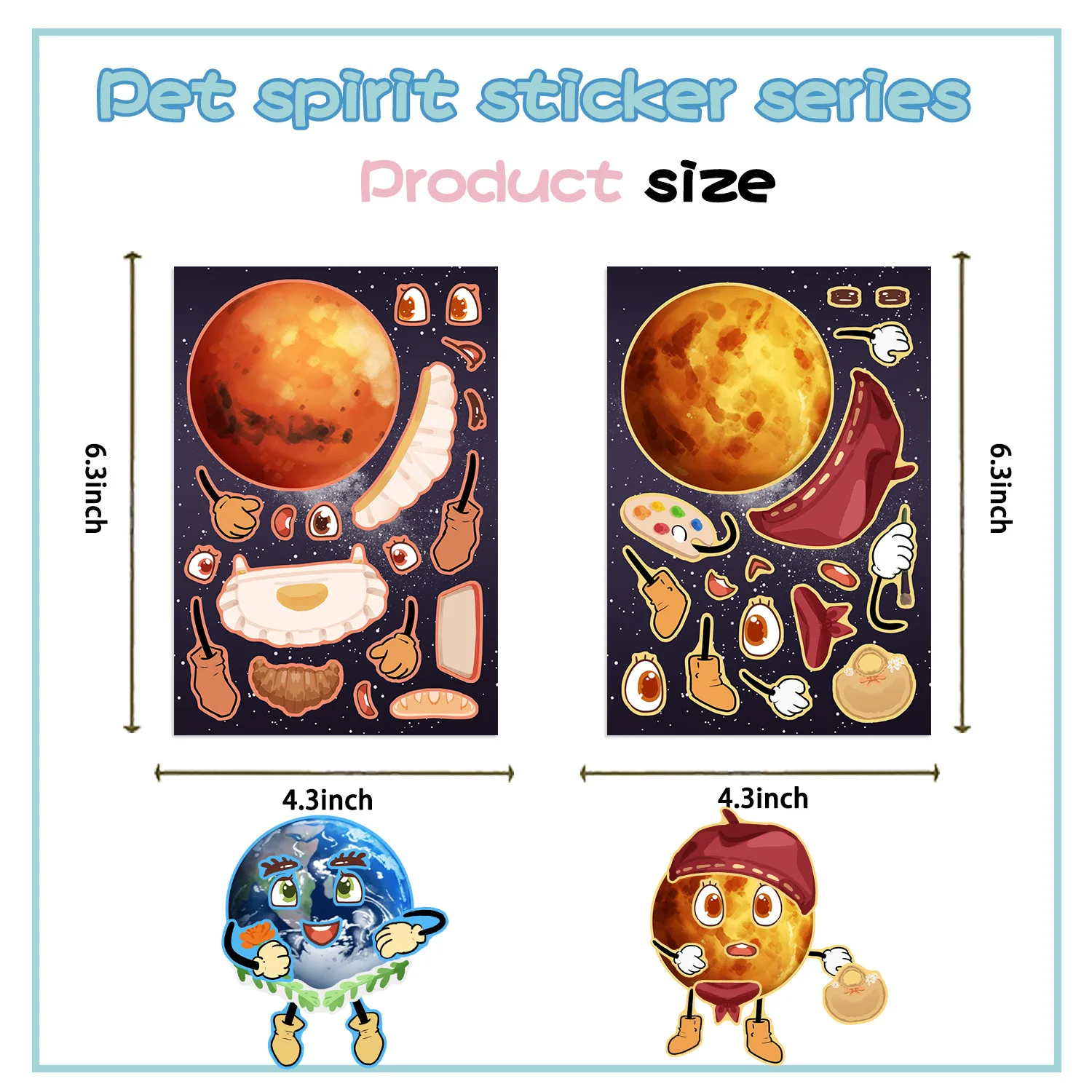 8Sheets Planet Make-A-Face Assemble Funny Cartoon Decal Assemble DIY Children Jigsaw Education Toys