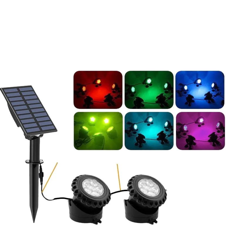 

FAST-Solar Powered RGB Underwater Pond Lights, Fountain Lights For Fish Tanks Adjustable Light Angles For Garden Fountains
