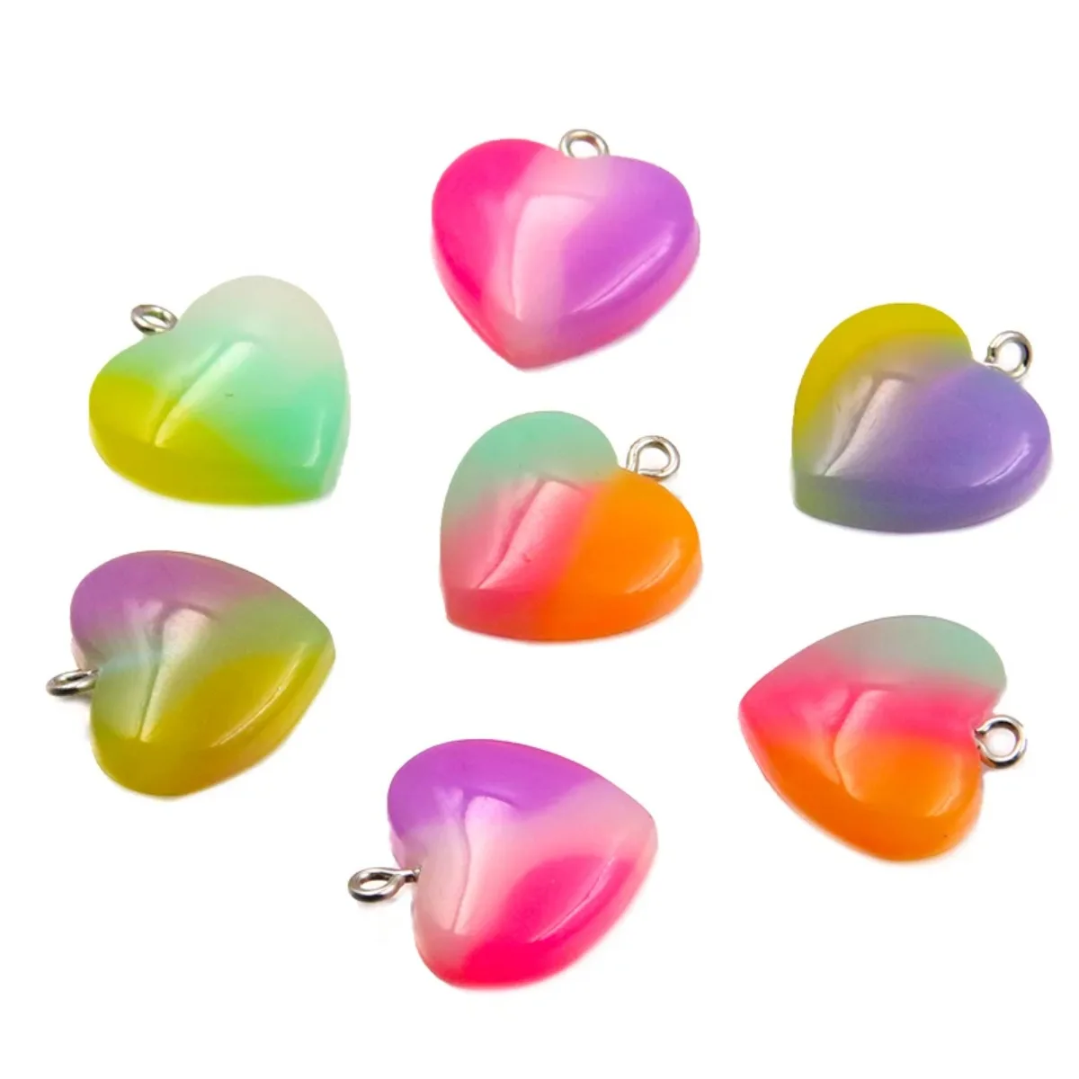 10Pcs 21*23mm Gradual Heart Resin Charms | DIY Findings for Earring/Phone/Keychain/Bracelets | Jewelry Making Pendants