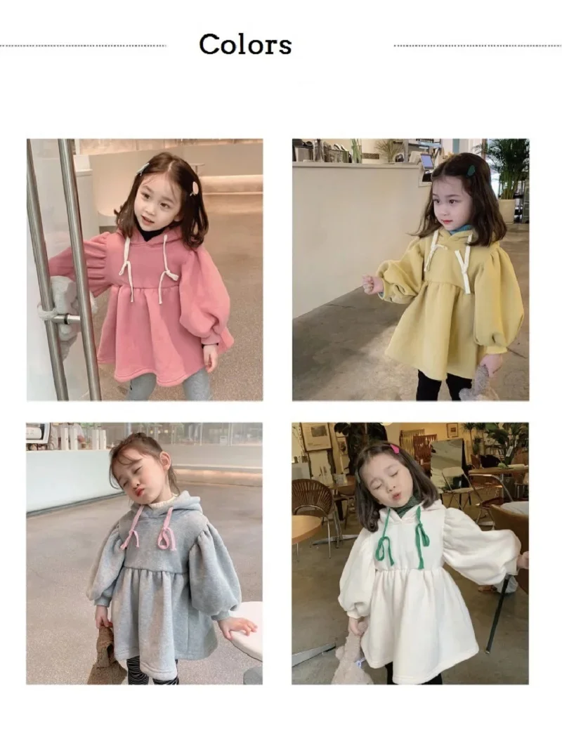 Precioso invierno para niñas, Sudadera con capucha larga y cálida de lana, sudaderas de algodón para bebés, traje para niños, abrigo, Tops, prendas de vestir exteriores para niños de 2 a 8 años