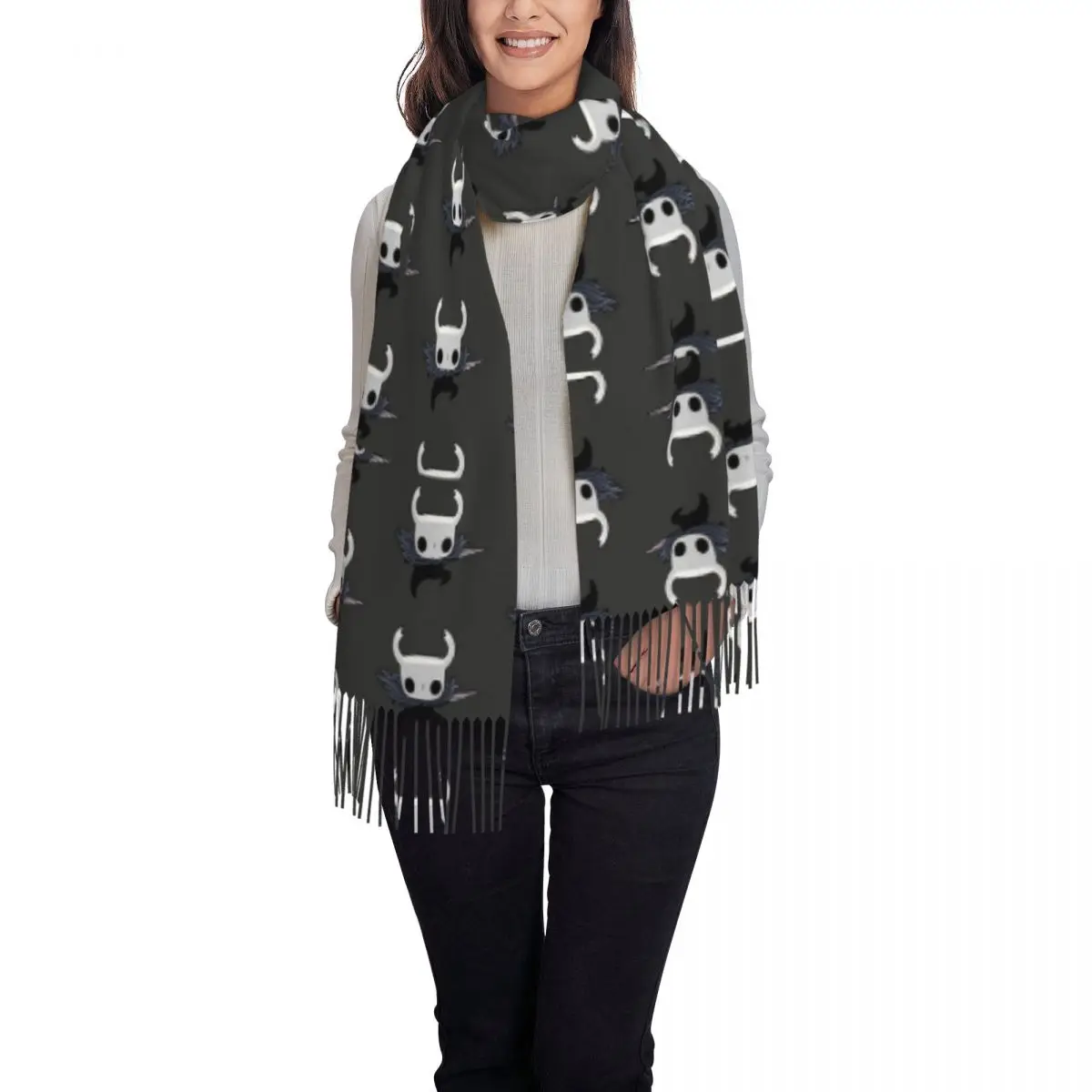 Hollow Knight Attack Scarf Tassel Scarves Women Soft Warm Shawls and Wraps Long Fall Winter Shawl Wrap