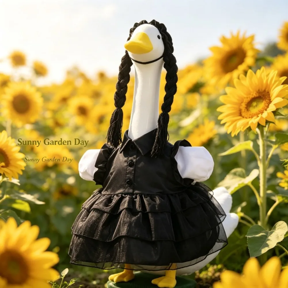 Wednesday Gothic Black Dress with Collar Belt Women Cosplay Halloween Party Costume Outfit (without Goose)