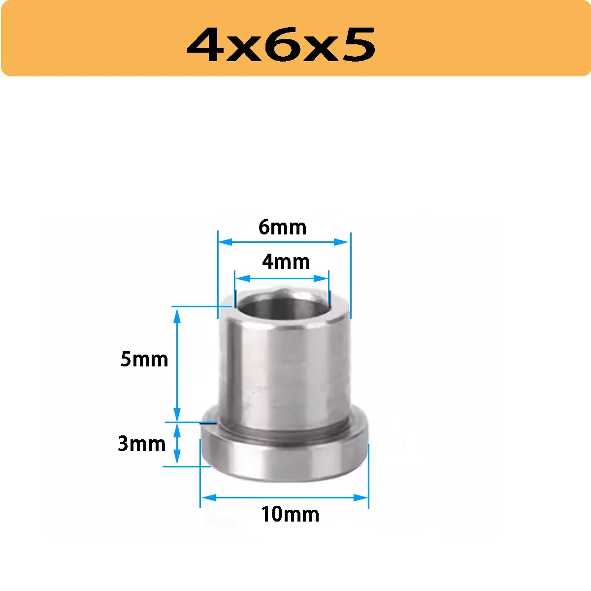 GCR15 Bearing Steel Flanged Guide Bushing, Shoulder Flange Sleeve, ID 4/5/6/8mm Mold Positioning Liner Bushing