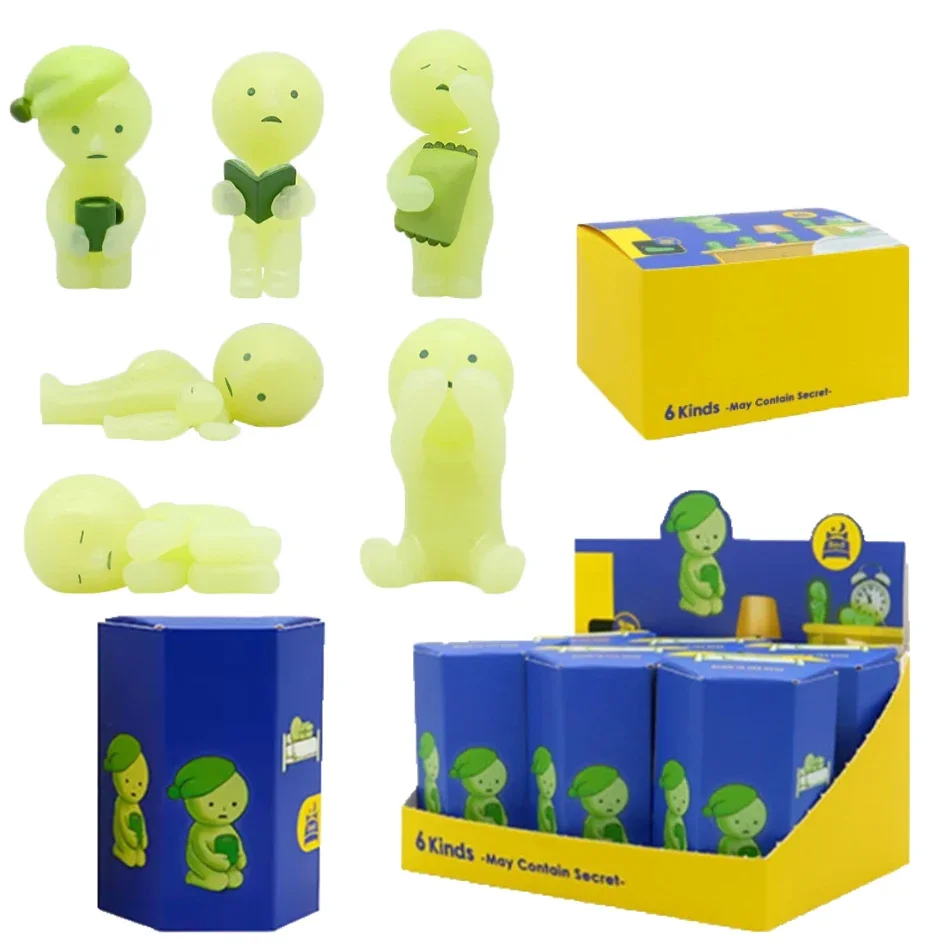 Neue Mehrfach-Serien: Nachtleuchtende grüne Puppen-Blind-Mystery-Box – Actionfiguren als Deko-Desktop-Modellspielzeug für Überraschungen