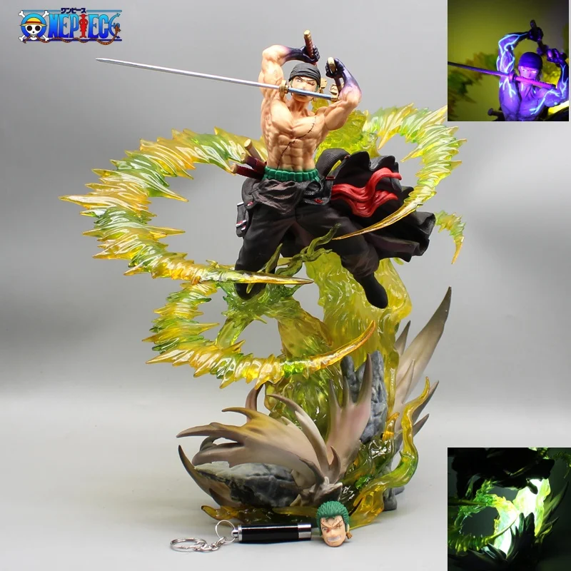 30cm Anime One Piece Gk Battle Onijima War Figure Roronoa Zoro Luminous Model Figurine Ornament Model Kids Gift Room Decoration