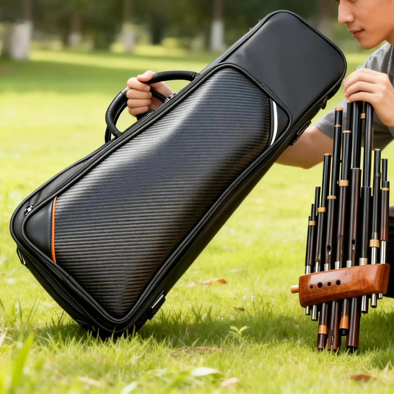 

Портативная сумка для флейты, рюкзак с утолщенным защитным карманом из полиэстера для хранения музыкальных инструментов