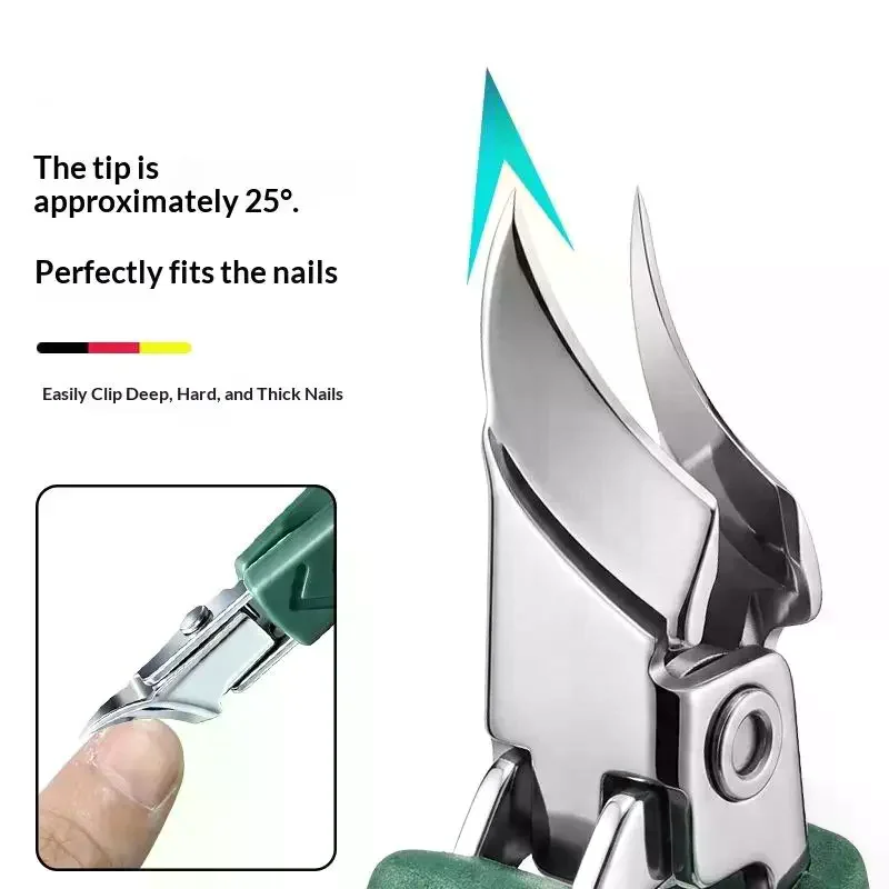 High-End Ultra-Sharp Pointed-Nose Angled-Mouth Nail Clippers Splash-Proof Fine Cutters For Nail Grooves