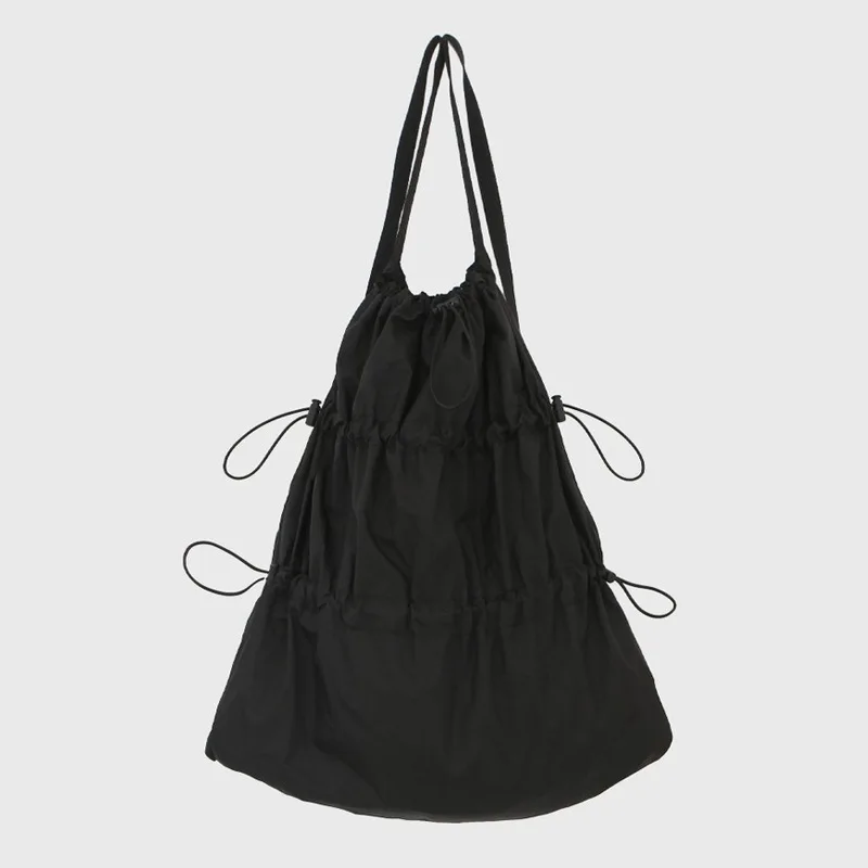 Kawaii zaino con coulisse in Nylon impermeabile di grande capacità cartelle pieghettate leggere zaino da scuola Casual da donna borsa carina