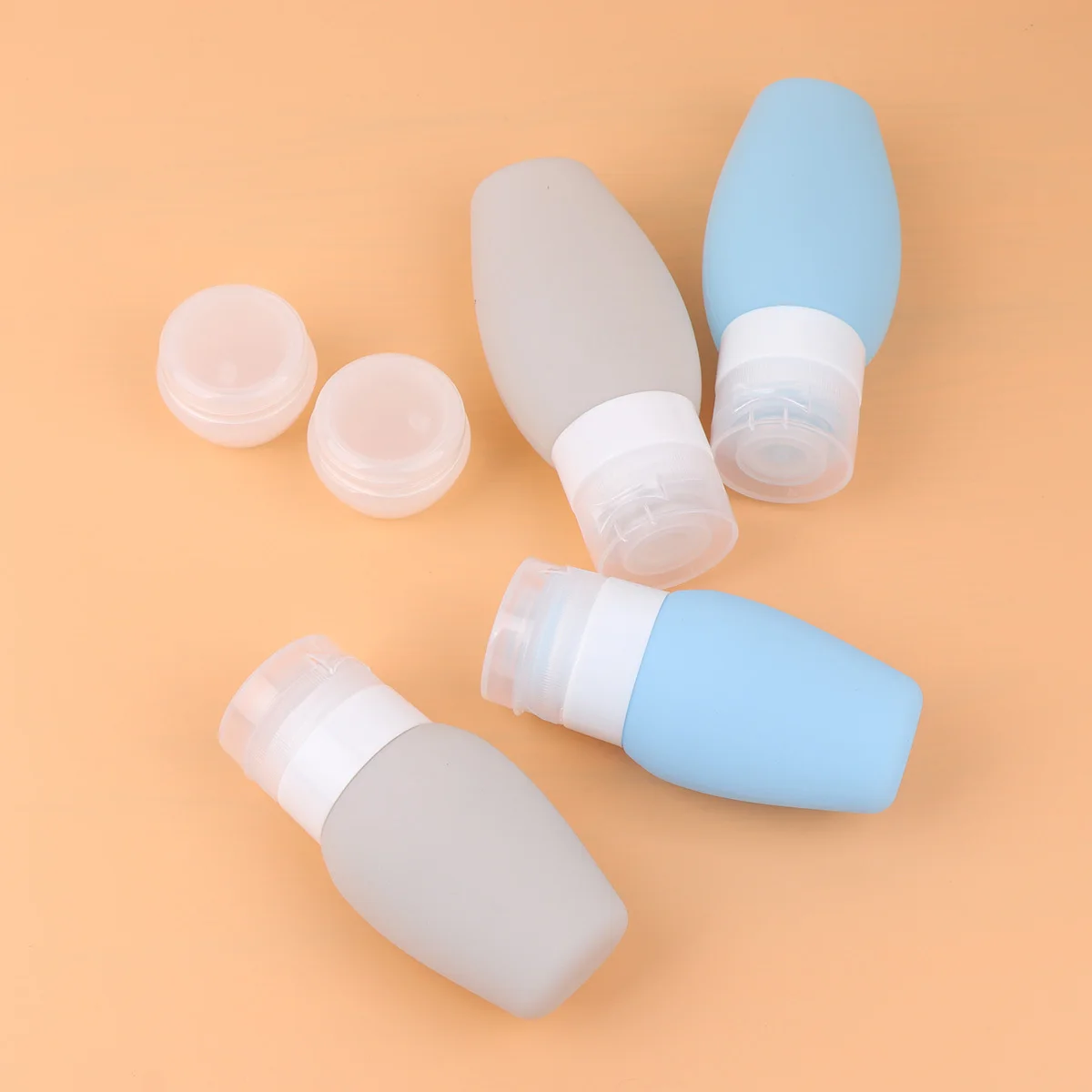 6 قطعة مجموعة زجاجات الحزمة الفرعية من السيليكون 2 ألوان زجاجات السفر القابلة لإعادة الاستخدام لأدوات الزينة السوائل ماكياج غسول زيت غسل إعادة الملء