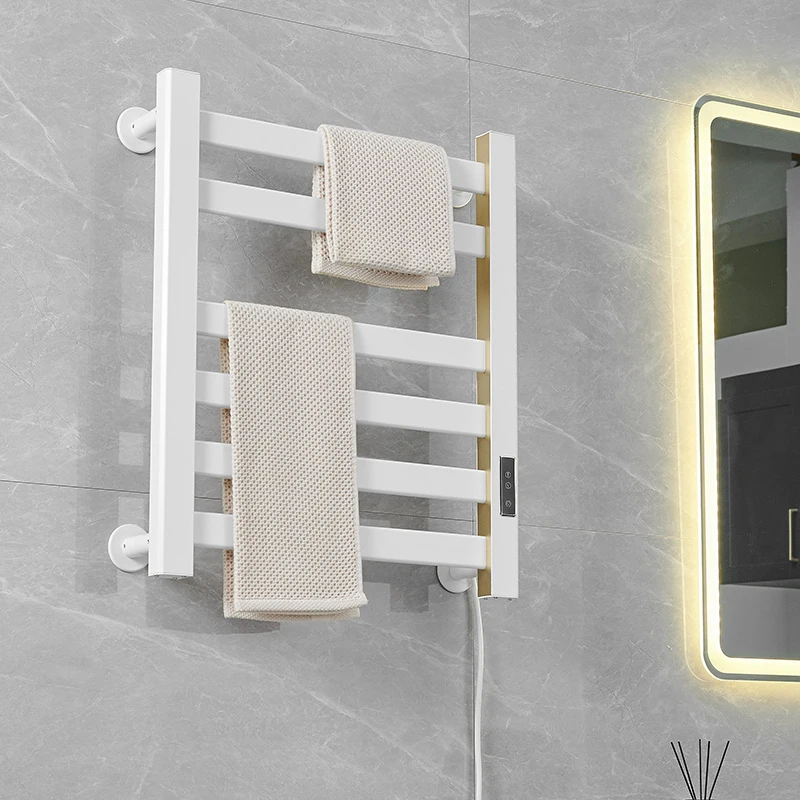 Digital Display Non Punching Electric Waterproof Temperature Control Timer Energy Efficient Towel Rack for Modern Home
