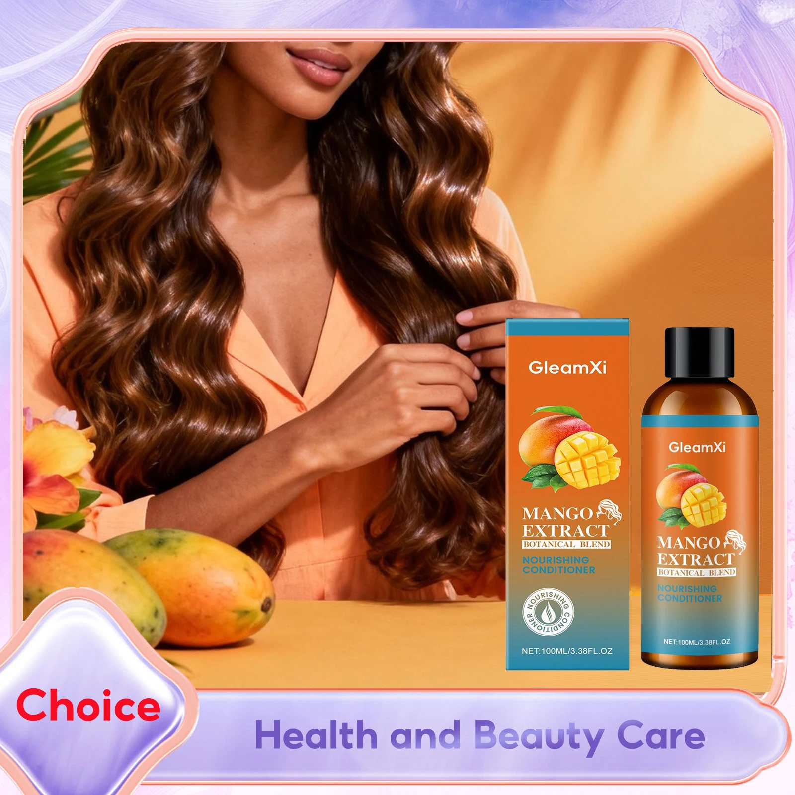 Acondicionador de pelo de Mango, hidratante, antirotura, mejora la fuerza, brillo, Control del Frizz, protección térmica, reparación de daños, mascarilla para el cabello