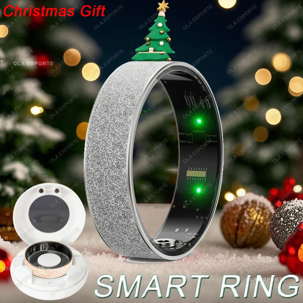 

Рождественский подарок Смарт-кольцо с зарядным чехлом для мужчин и женщин, монитором здоровья и сна, водонепроницаемым смарт-кольцом с мультиспортивным режимом 5 АТМ