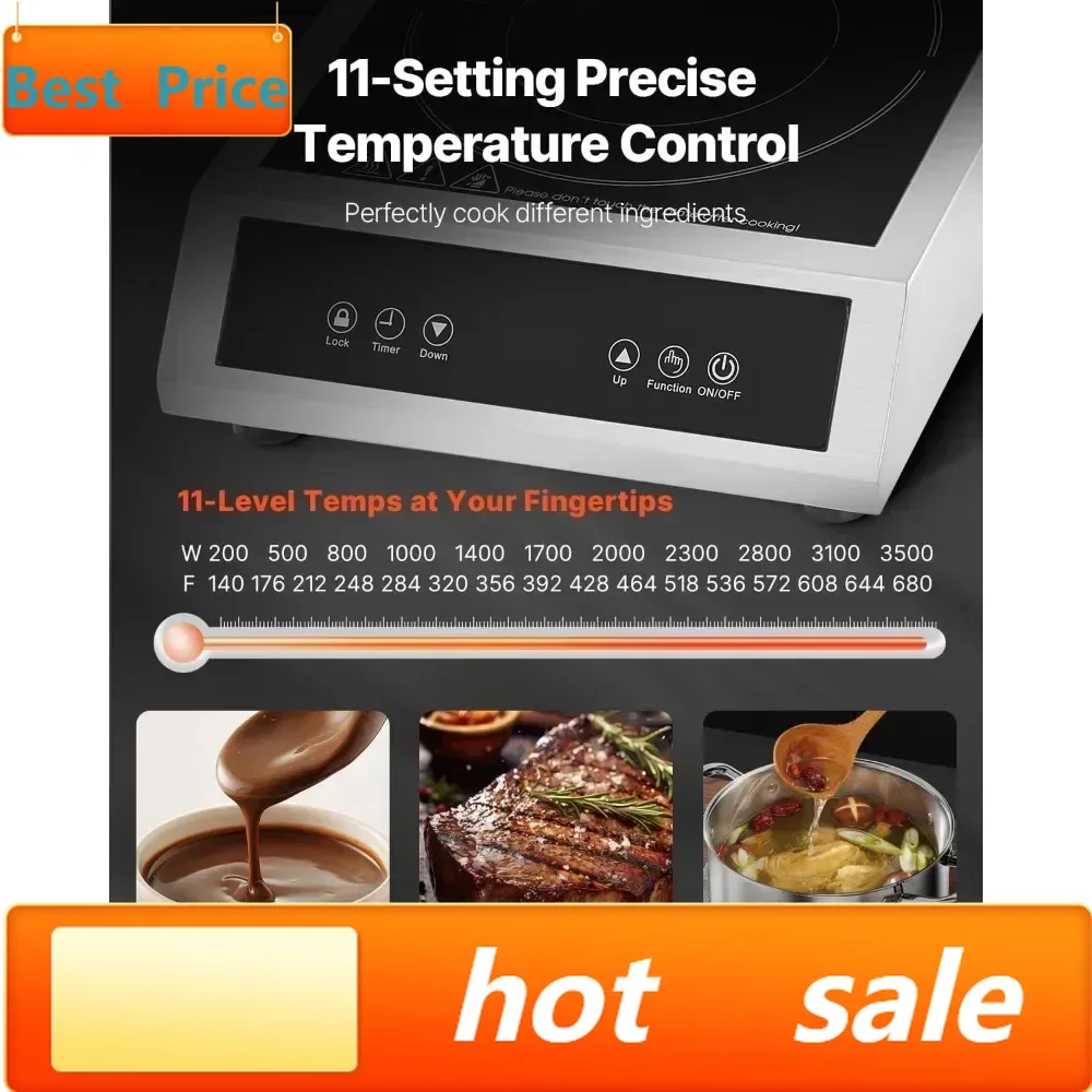 

BestsellerStainless Steel Induction Cooktop with 3500W Power and 11 Adjustable Heat Settings