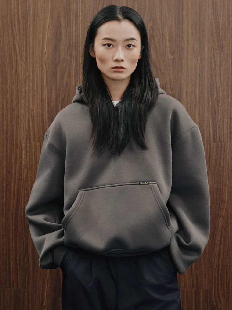 

Supertofu AW24 Anti-Wrinkle Stand Collar Hoodie Fce Lined oulder Widening Air Layer Cosite Sweatirt for Teens Autum...