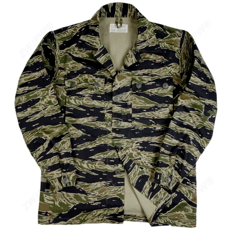 

American Retro Tiger Stripe TCU Sweatshirt Replicated Military Style Loose Jacket Twill