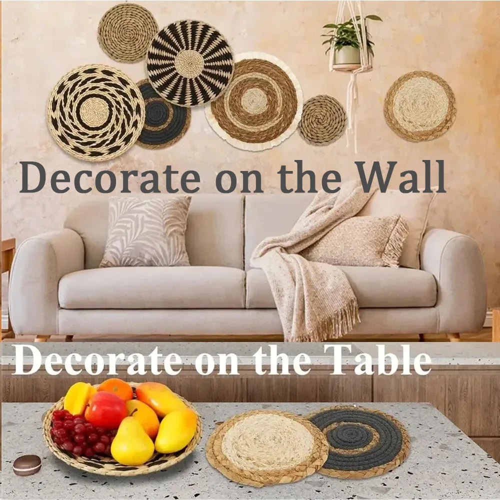 

Wall Hanging Decor Wall Basket Boho Home Decoration Handmade Natural Wall Art for Kitchen Bedroom Living Room Ornament 테이블 매트