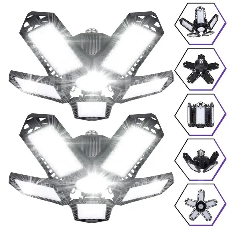 LED Garage Light Bulbs, 40W 60W 80W10000LM Super Bright Garage Lighting LED Shop Light With Adjustable Panels, E27 Screw Socket