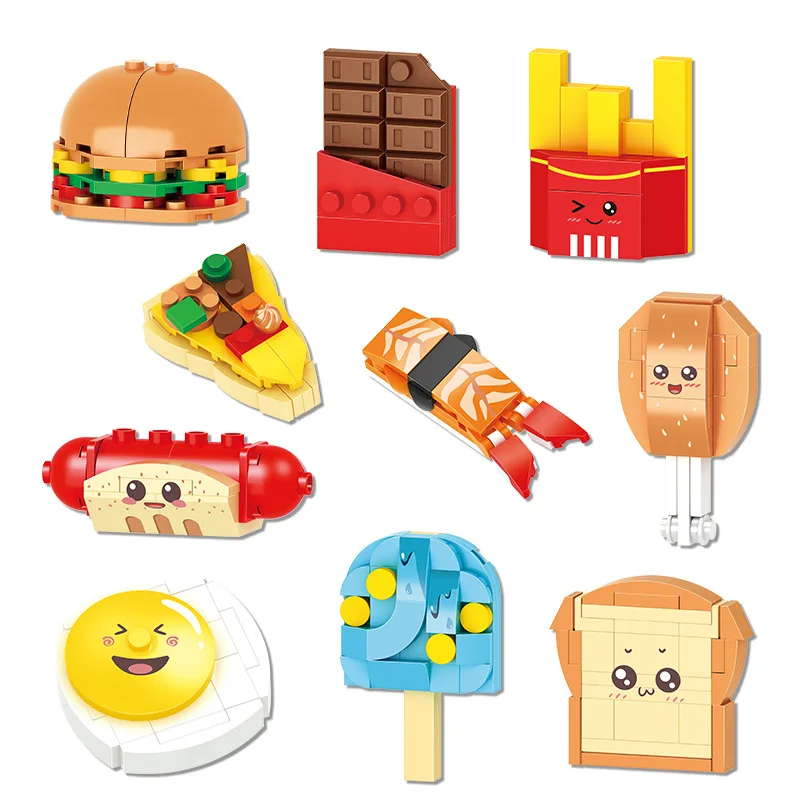 Creative Expert Hamburger Mini Food Model Building Blocks  Fries Bricks Children's Educational Assembly Toys, Desktop Ornament