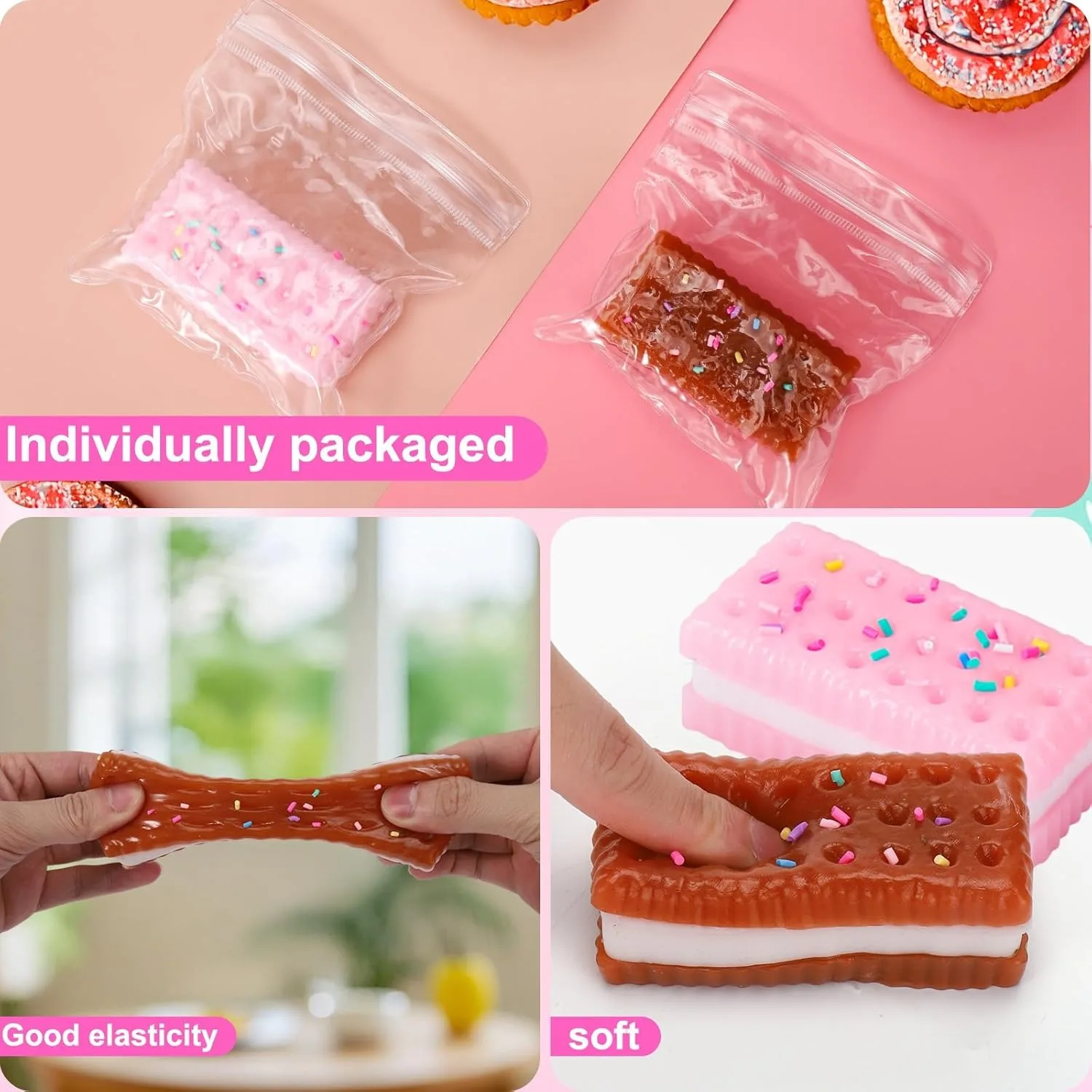 2個入り シリコン製 ストレス解消 スクイーズクッキー スクイーズ フィジェットトイ 超ソフト 握って遊べるおもちゃ 楽しい 減圧玩具