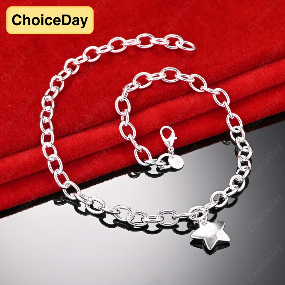 

ChoiceDay 925 Sterling Silver Exquisite Star Pendant Necklace Women's Gift Jewelry Wedding Party Versatile Accessories