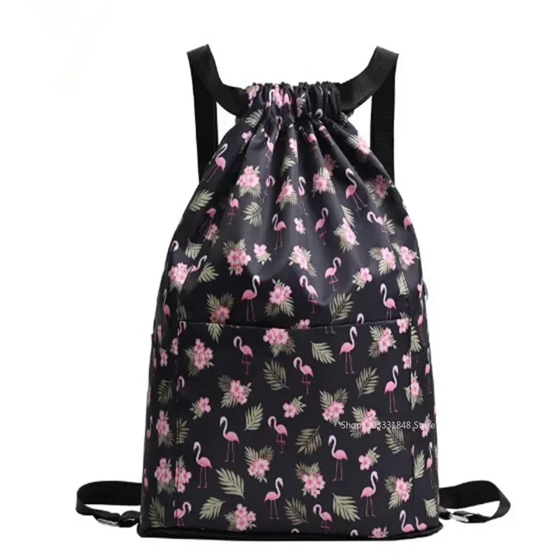 Mochila con cordón para mujer, bolso de viaje multifunción portátil, plegable, de gran capacidad, impermeable, para playa y natación