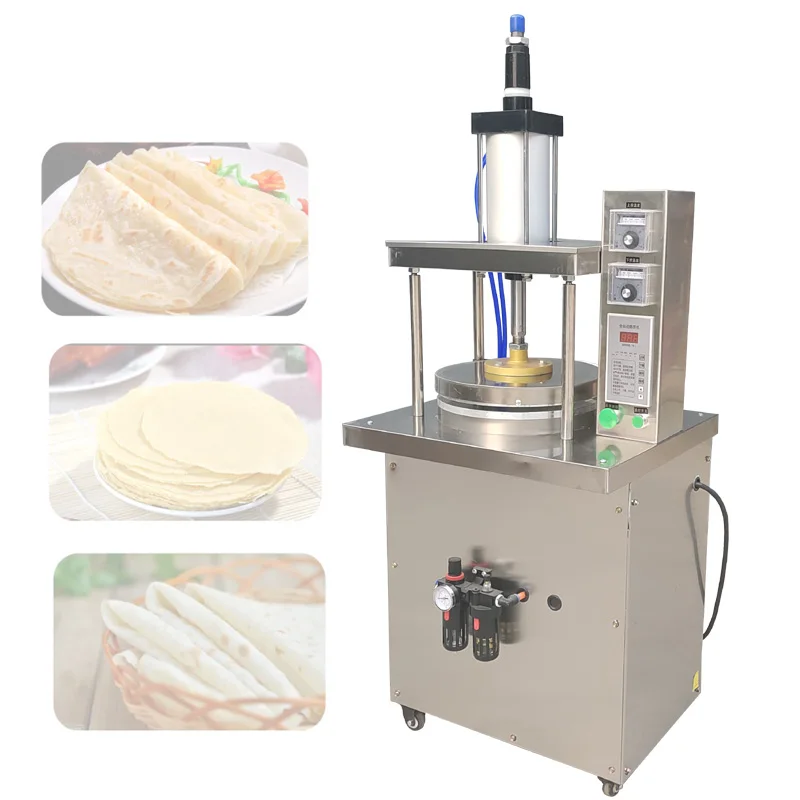 Electrical Heating Corn Cake Flattening Machine Customizable Pizza Embryo Pancake Spring Rolls Molding Machine