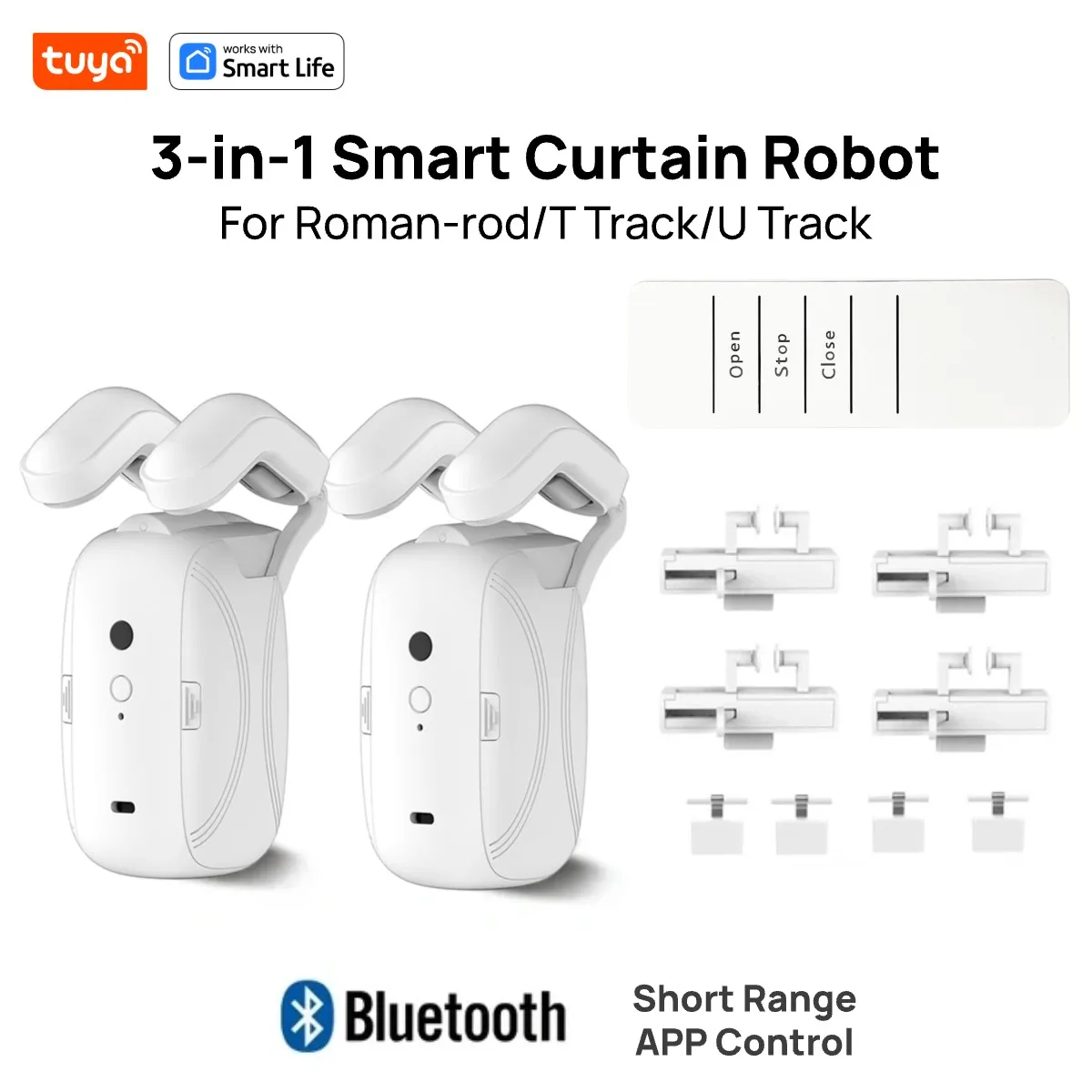 Tuya Smart Curtain Robot Gordijnmotor 3-in-1 Tuya APP / Afstandsbediening Tijdschakelaar, Pull-to-start voor Romeinse T U-sporen - afbeelding 1
