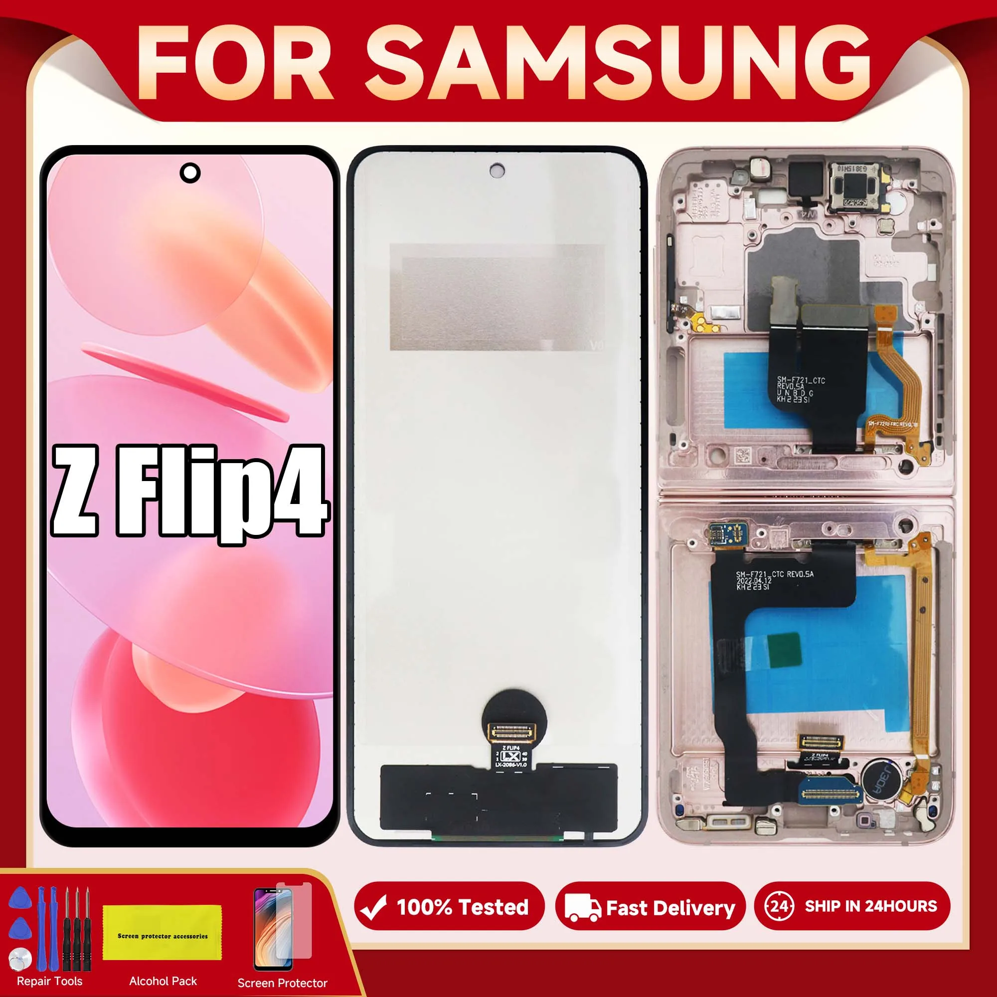 tft-display-for-samsung-z-flip-4-sm-f721-f721b-lcd-display-digitizer-assembly-replacement-with-frame-for-samsung-z-flip4