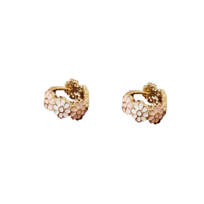 New Women's Earrings Temperament Sweet Dripping Oil Flower Copper Earrings Still Simple Fashion Luxury Party image 6