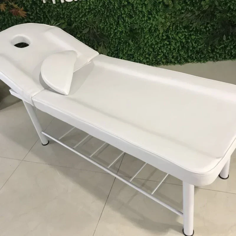 Camastro Plegable Facial Metálico para Esteticista, Sillas de Masaje Blancas de Cuerpo Completo, Mobiliario de Salón MQ50MB