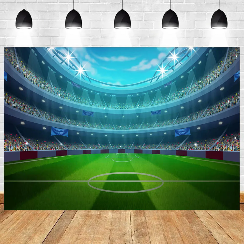 Boys Football Field Theme Art Blue-Green Birthday Party Baby Shower Photography Vinyl Background Children Room Decor Supplies