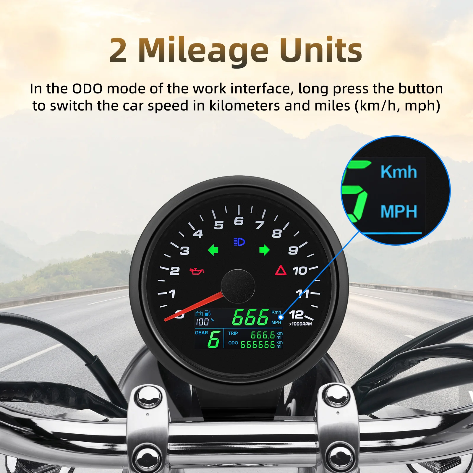 85mm Gauge Multifunctional GPS Speedometer+12000RPM Tachometer+Fuel Level+Volt with Gear 299KMH MPH Speed Meter With Bracket