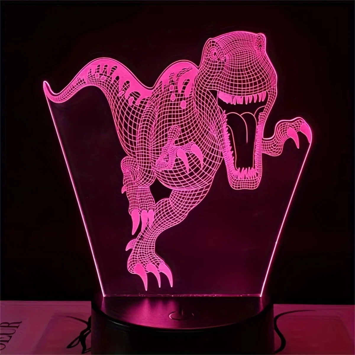 1pc Dinosaur 3D Night Light, 3D Optical Illusion Lamp With Touch, 7-Color Changing Ambient Light For Bedroom