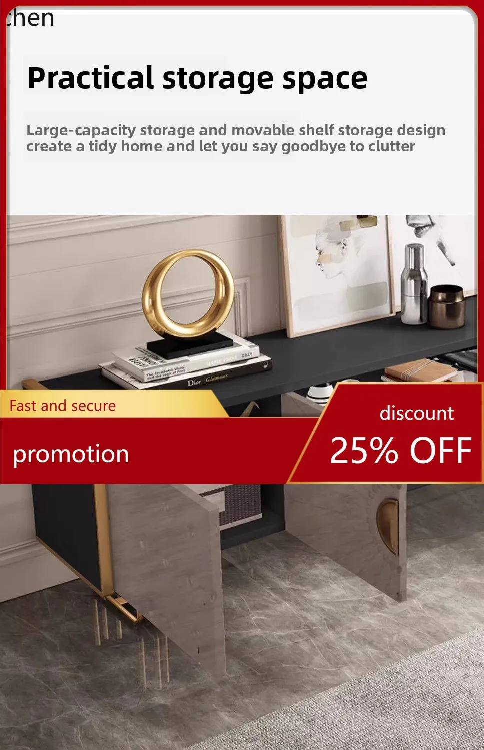 

ZML TV Cabinet and Coffee Table Set Modern Villa Living Room Floor Cabinet Bedroom Storage Side Cabinet