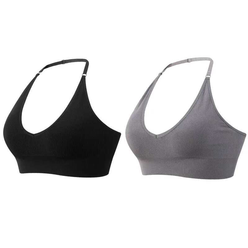 Flarixa Halter Sports Bra Women Seamless Padded Activewear Bra Fitness Yoga Top Bralette Back Invisible Gym Workout Underwear