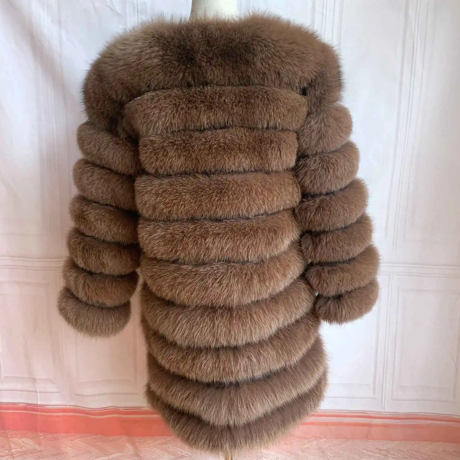 NEW 4in1 Real Fox Fur Long Coat Winter Coat for Women Jackets Vest Winter Outerwear Women Fox Fur Coat High Quality Fur Clothes