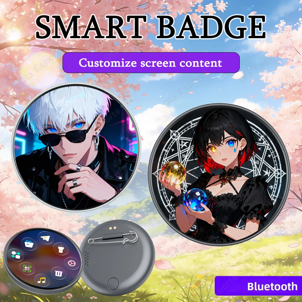 

Электронный значок-дисплей для аниме-фанатов: динамический электронный значок, цифровой дисплей, подарок для отаку, фанатов аниме и друзей
