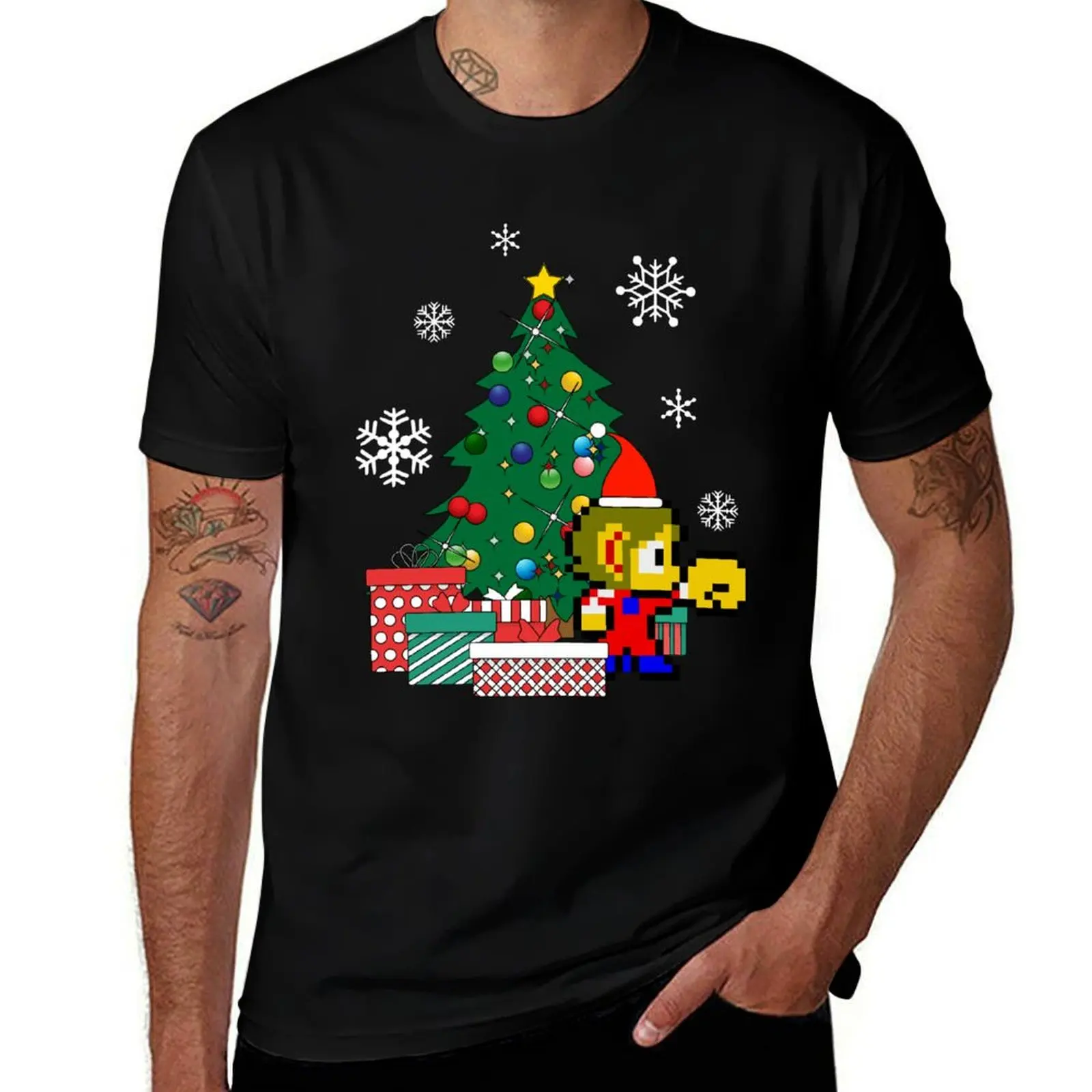 

Alex Kidd Around The Christmas Tree T-Shirt man t shirts graphic t shirt men 100% cotton luxury brand
