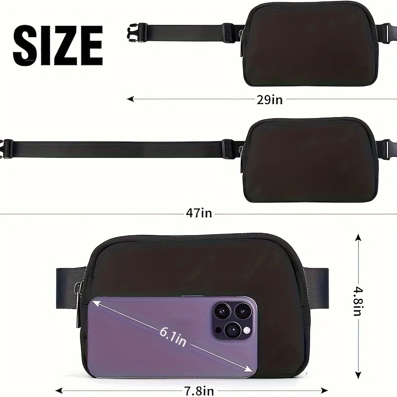 Damen Hüfttasche mit Reißverschluss, Brusttasche, Outdoor-Sport-Umhängetasche, Lässige Reise-Gürteltasche, Geldbeutel – Detail 2