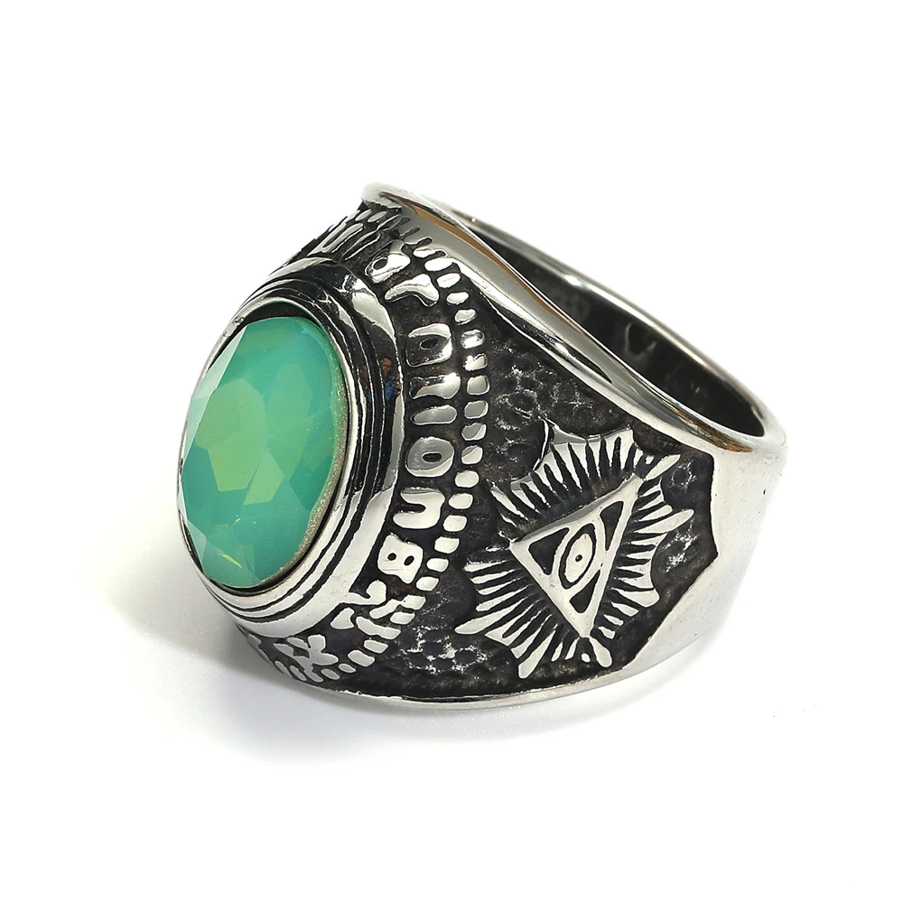 Gothic Punk Ram Kopf Ringe mit Kristall Stein Großhandel 316l Titan Stahl Herren Schmuck günstige Artikel