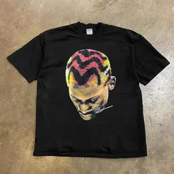 Men Vintage Hip Hop T-Shirts Dennis Rodman Print Tee Cotton Round Neck Short Sleeve Hip Hop Fashion Streetwear Mens Tees Tshirt