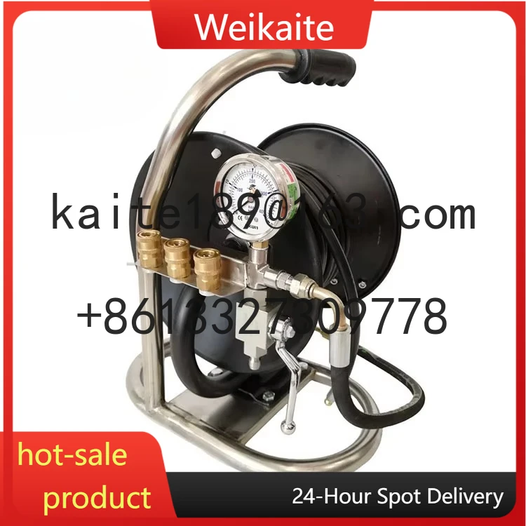 

15M High Pressure Jetter Mini Reel with 1/4 Inch Jetting Hose Shut Off Valve and Gauge Remote Mini Reel No Hose