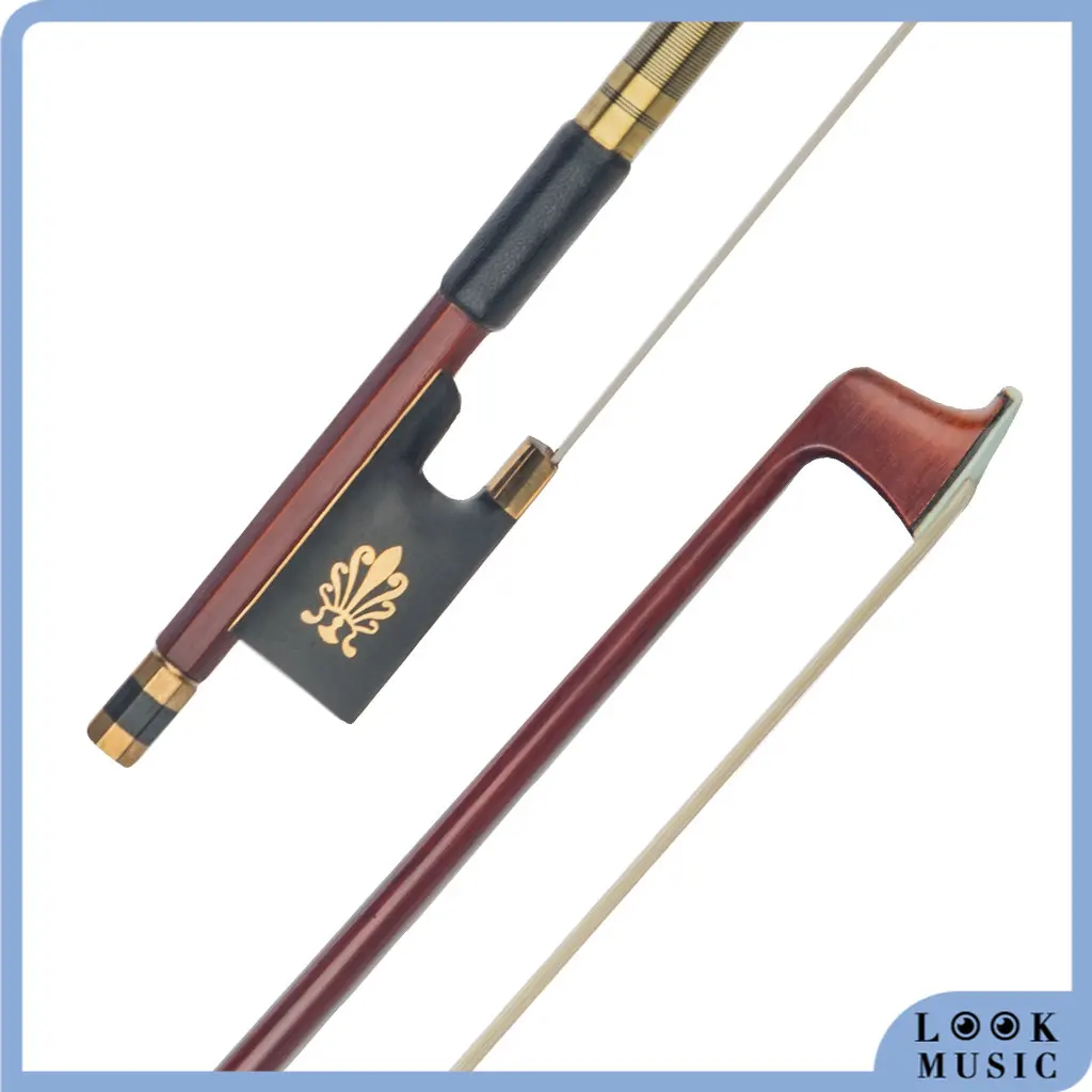 

LOOK 4/4 Violin Full Fiddle Bow IPE Round Stick With Ebony Frog W/ Peacock Inlay Well Balance Professional Excellent Viberation