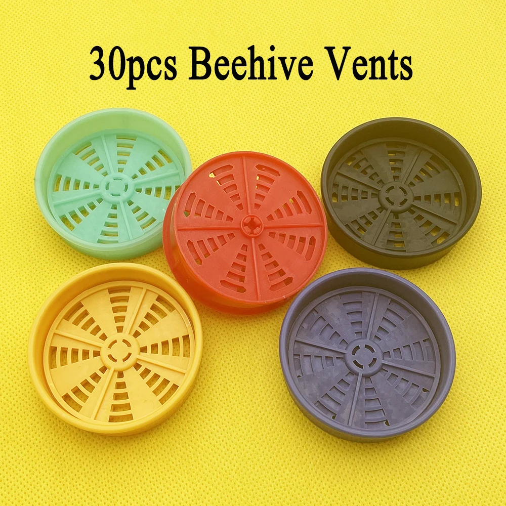 

30PCS Beekeeping Beehive Vent Hive Ventilator Cooling Heat Dissipation Door Rotatable Bee Farm Tools Plastic Round 53mm Supplies